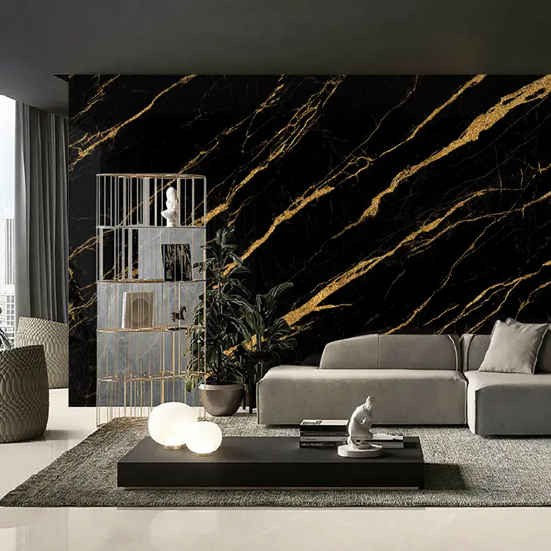 Painel de parede com fundo de mármore da série Black Gold Painel de parede com fundo de mármore da série Black Gold